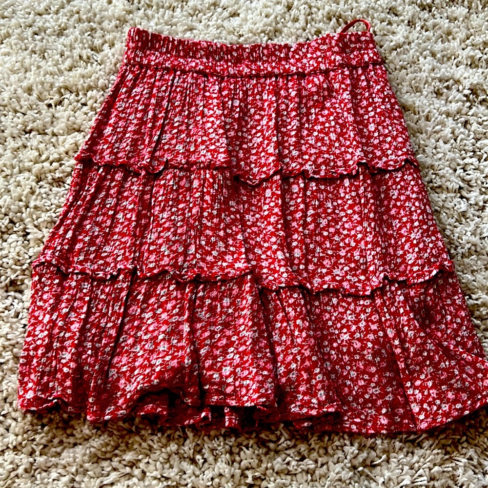 Sim and Sam red floral skirt